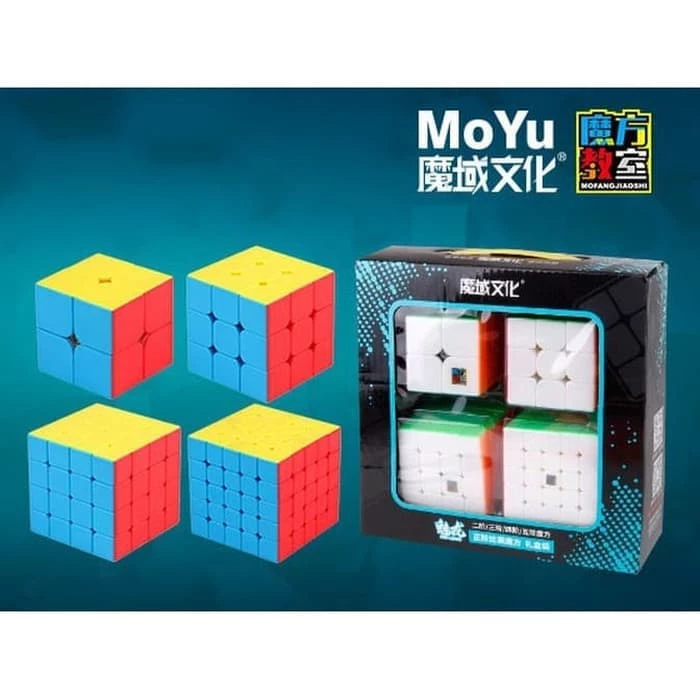 Paket SpeedCube 4 in 1 Moyu ORIGINAL 2x2 3x3 4x4 5x5 Cubing Classroom Meilong Gift Box - Image 3